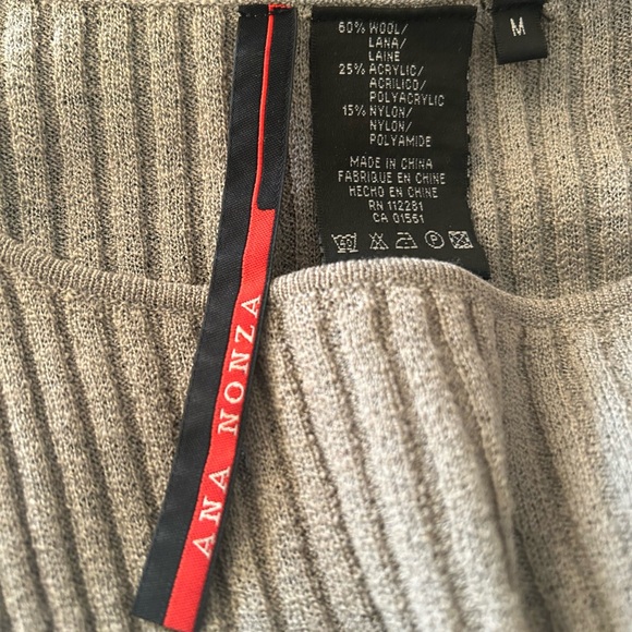 Grey Ribbed Ruffled Bell Sleeve Sweater - Picture 7 of 7